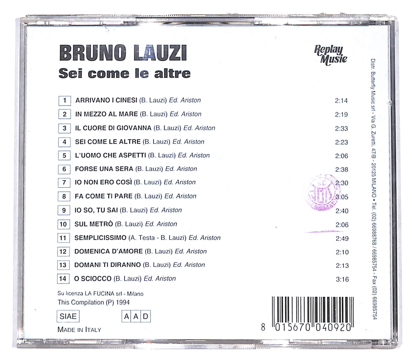 EBOND Bruno Lauzi - Sei Come Le Altre CD CB036006