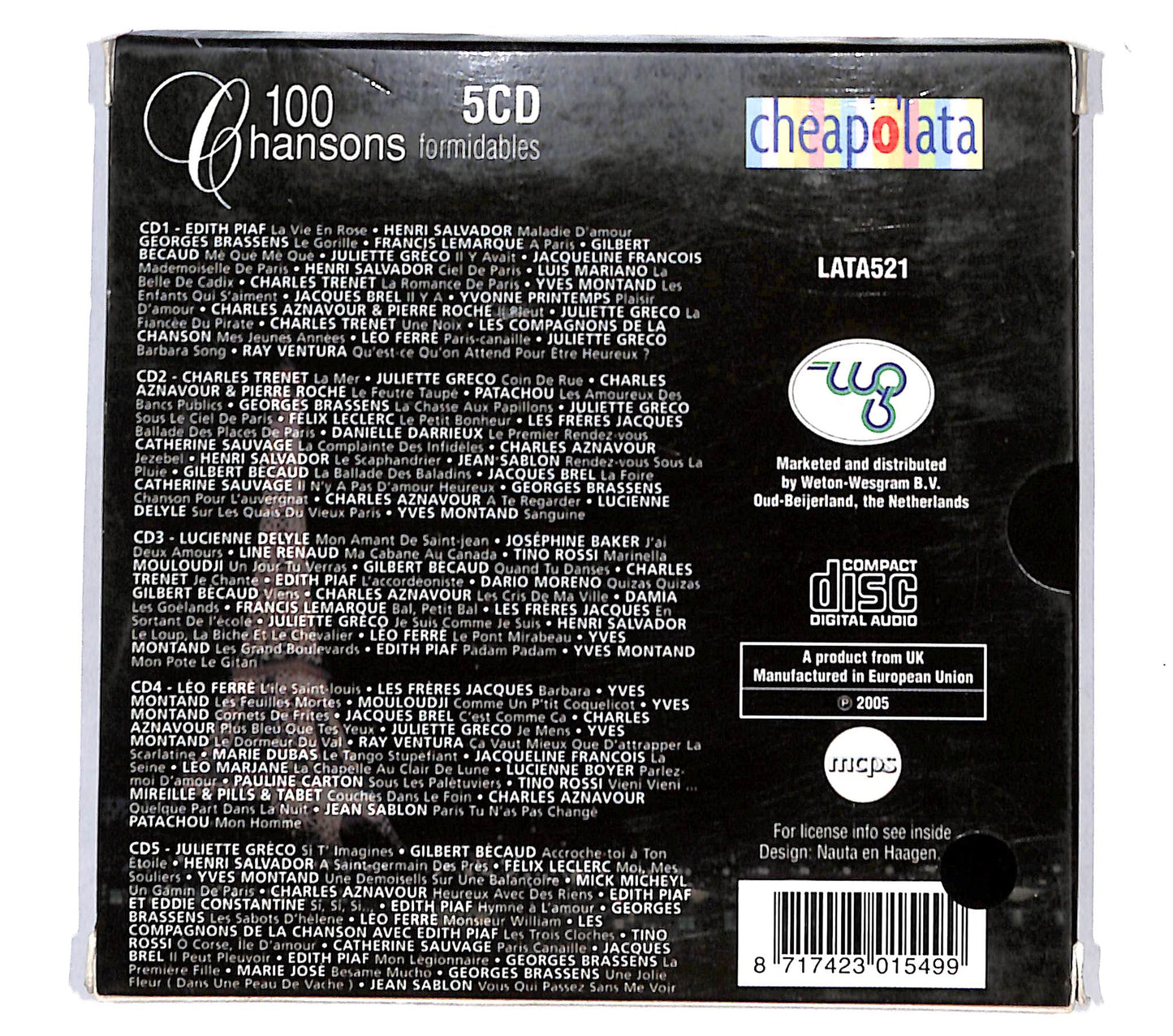 EBOND Various - 100 Chansons Formidables (5 dischi) CD CB036024