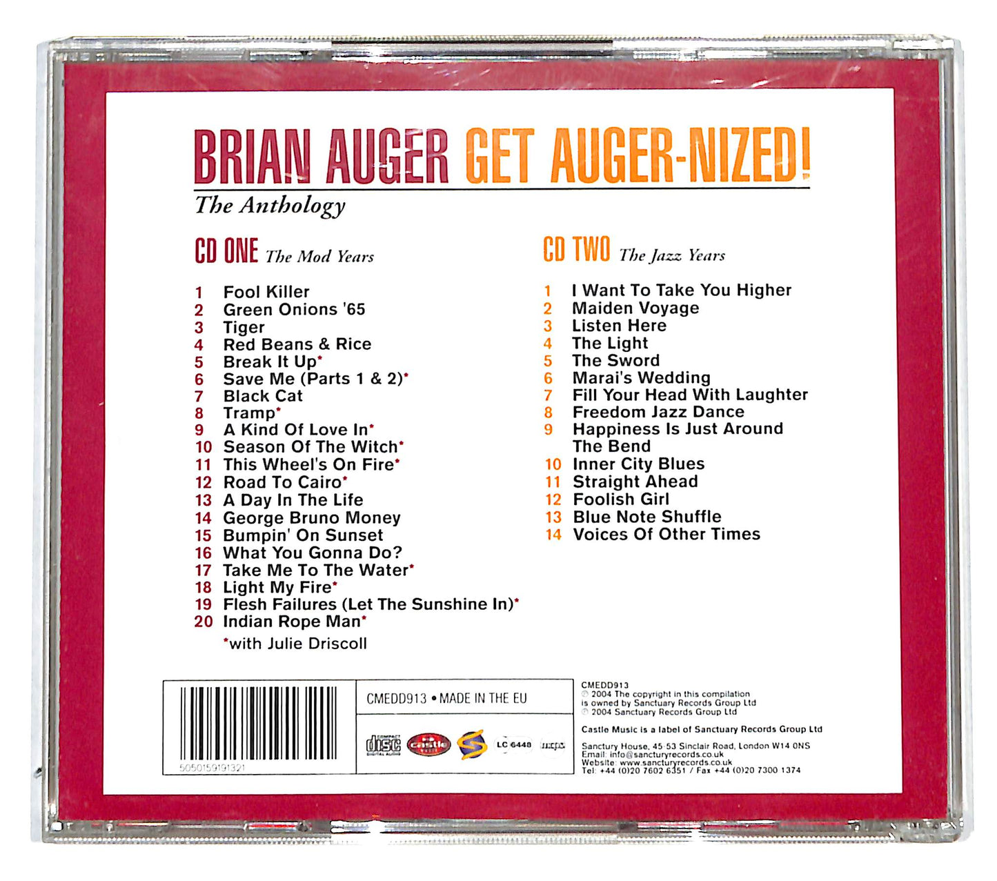 EBOND Brian Auger - Get Auger-Nized! (The Anthology) CD CB036307