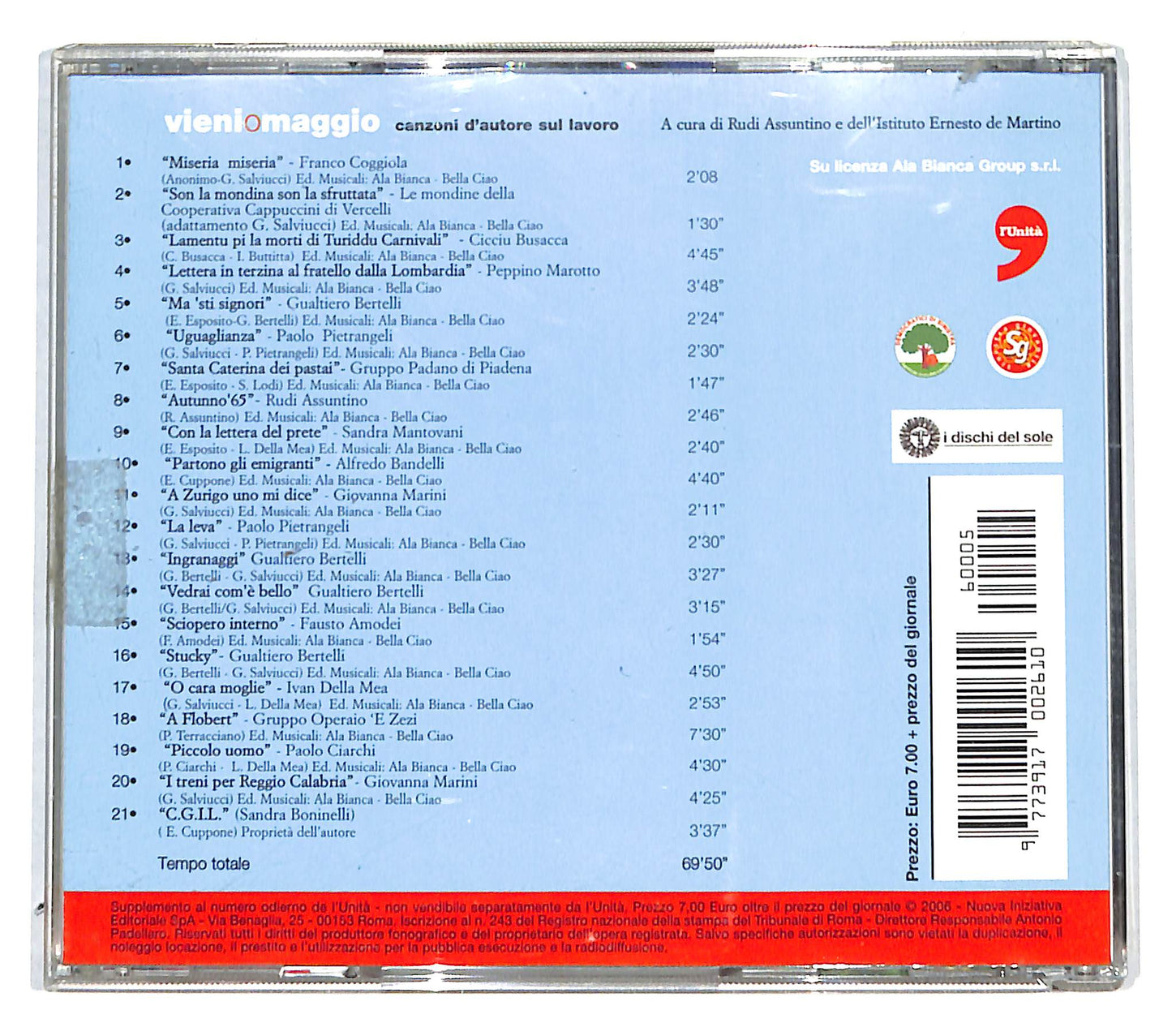 EBOND Various - Vieni o maggio canzoni d'autore sul lavoro CD CB036323