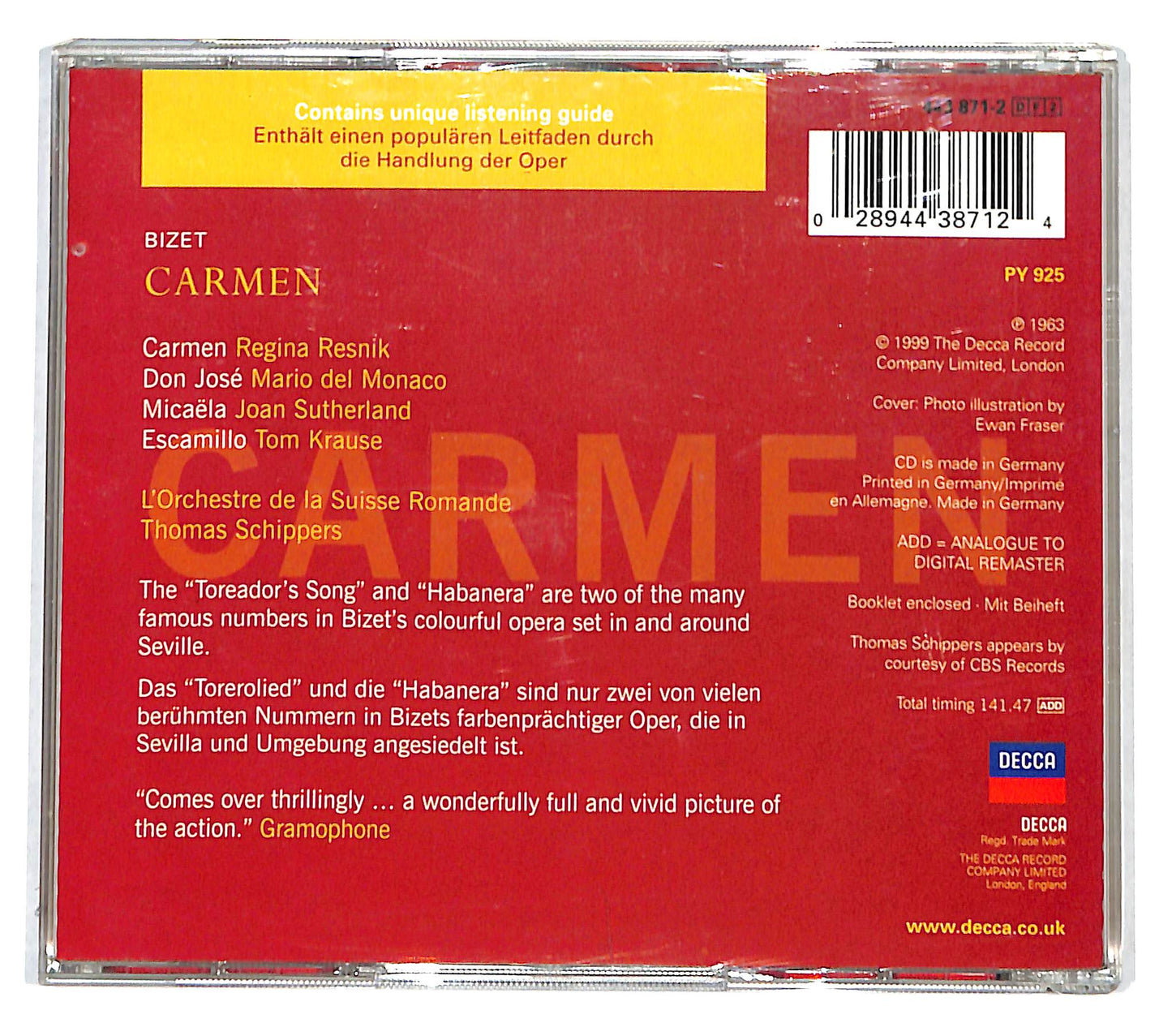 EBOND Bizet Resnik - Del Monaco - Sutherland - Krause - Carmen CD CB036349