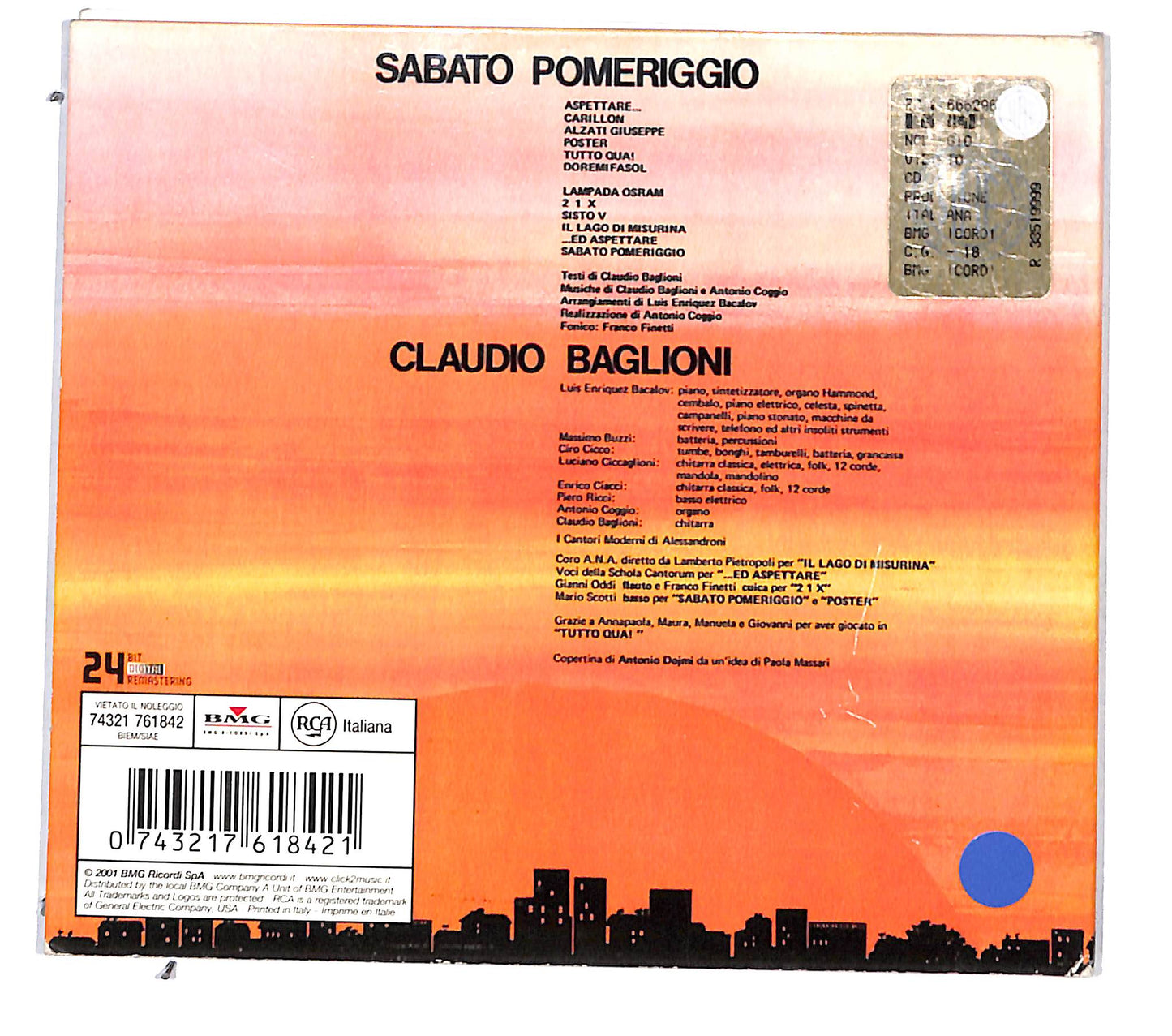EBOND Claudio Baglioni - Sabato Pomeriggio DIGIPACK CD CB036618