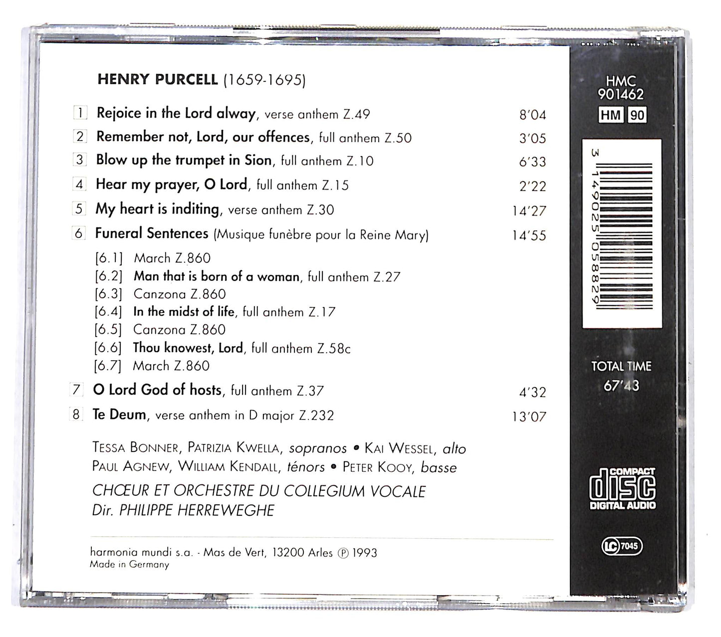 EBOND Henry Purcell - Funeral Sentences CD CB037351