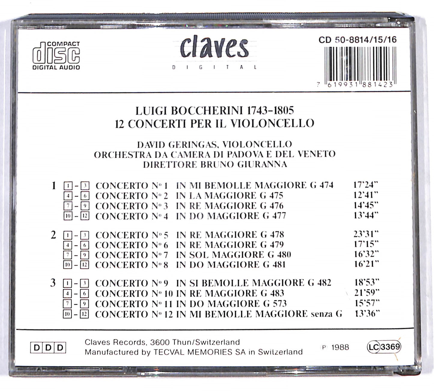 EBOND Luigi Boccherini - 12 Concerti Per Il Violoncello CD CB038403