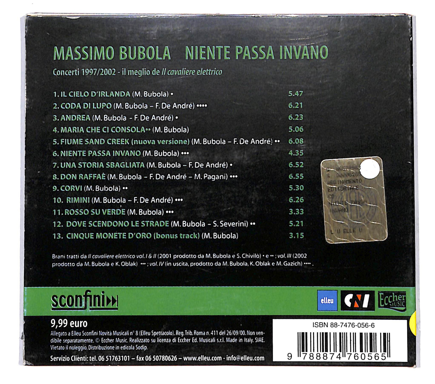 EBOND Massimo Bubola - Niente Passa Invano CD CB038427