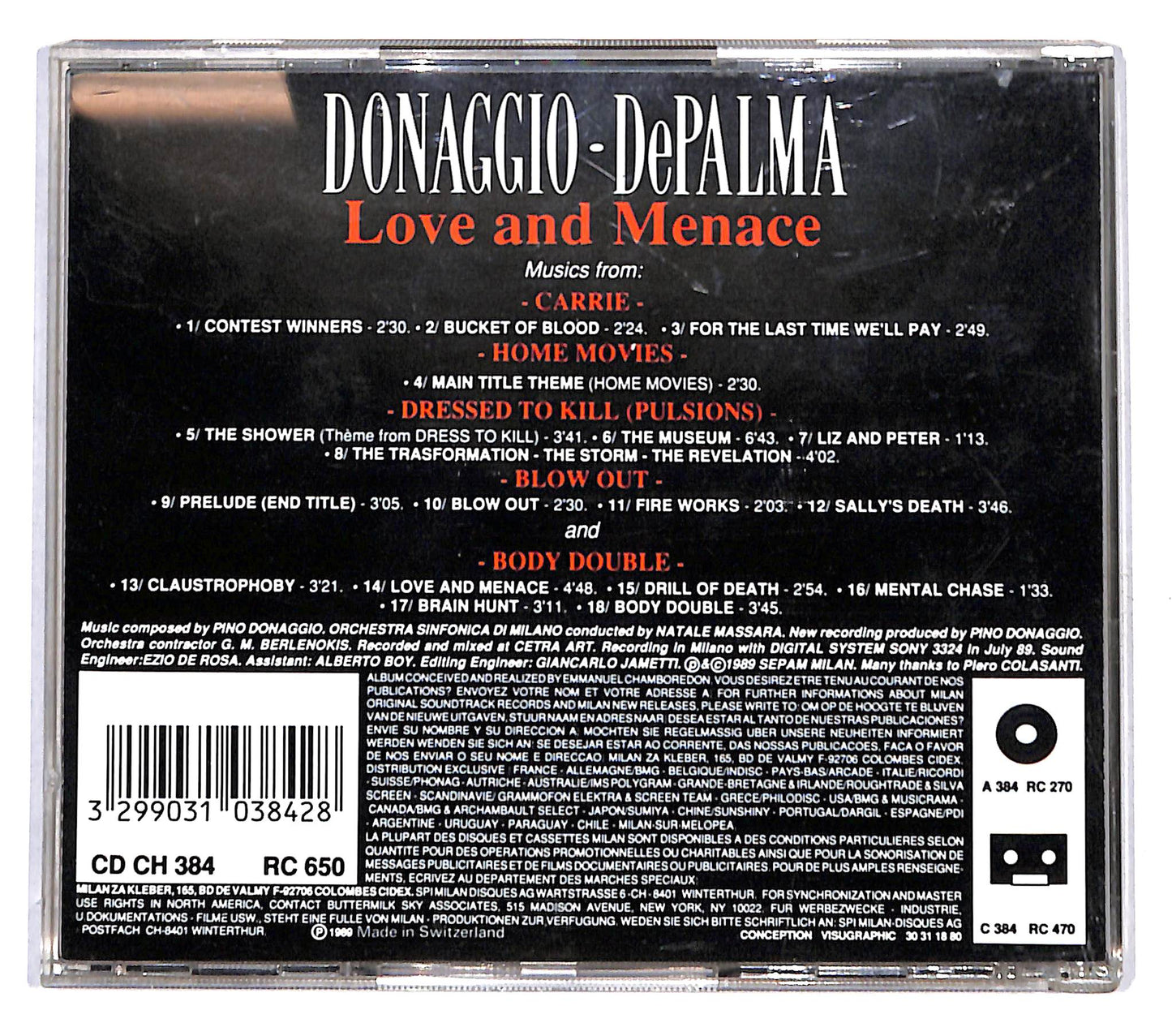 EBOND Donaggio De Palma - Love And Menace CD CB039252