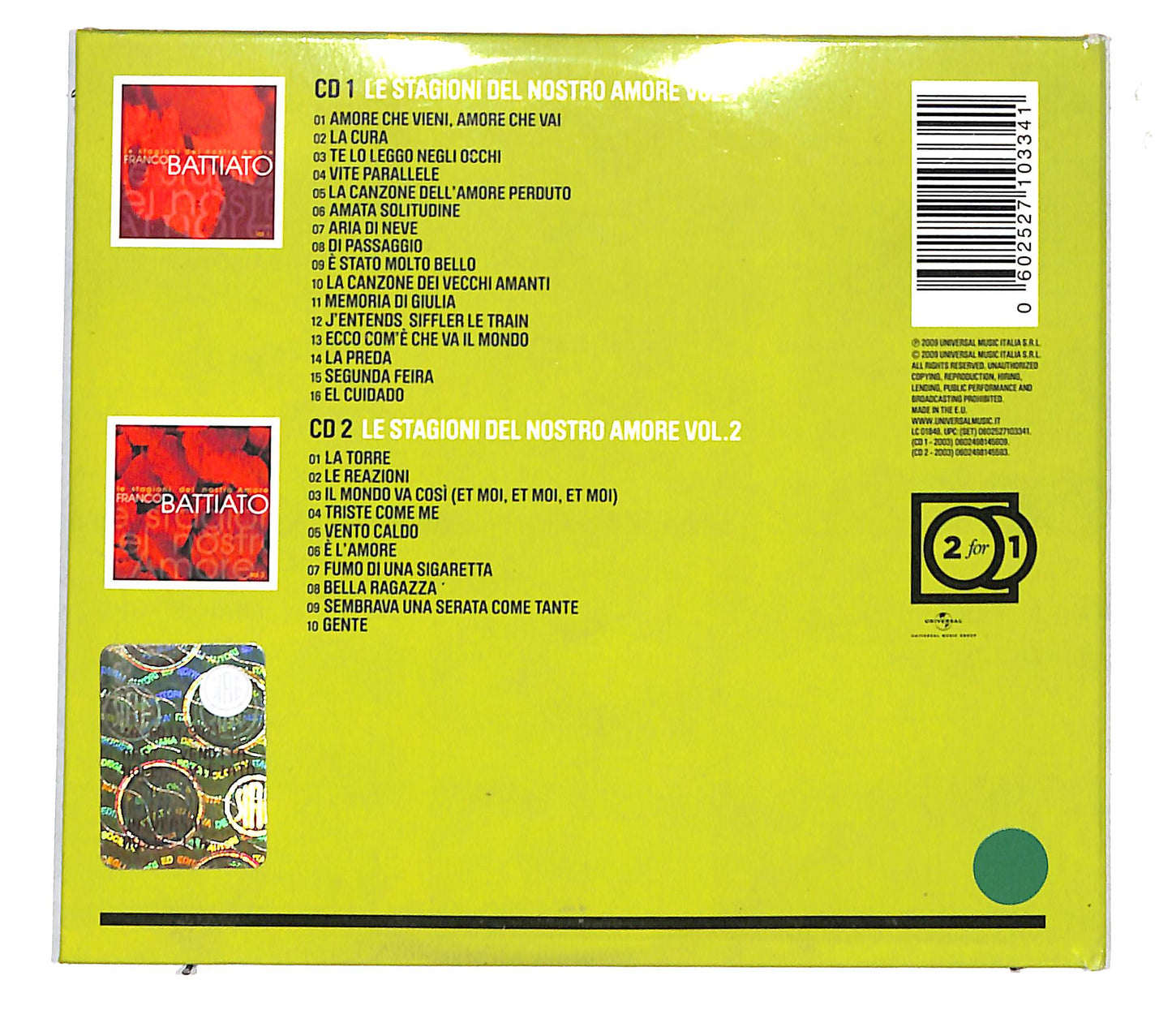 EBOND Franco Battiato - Le Stagioni Del Nostro Amore Vol.1+Vol.2 CD CB040724