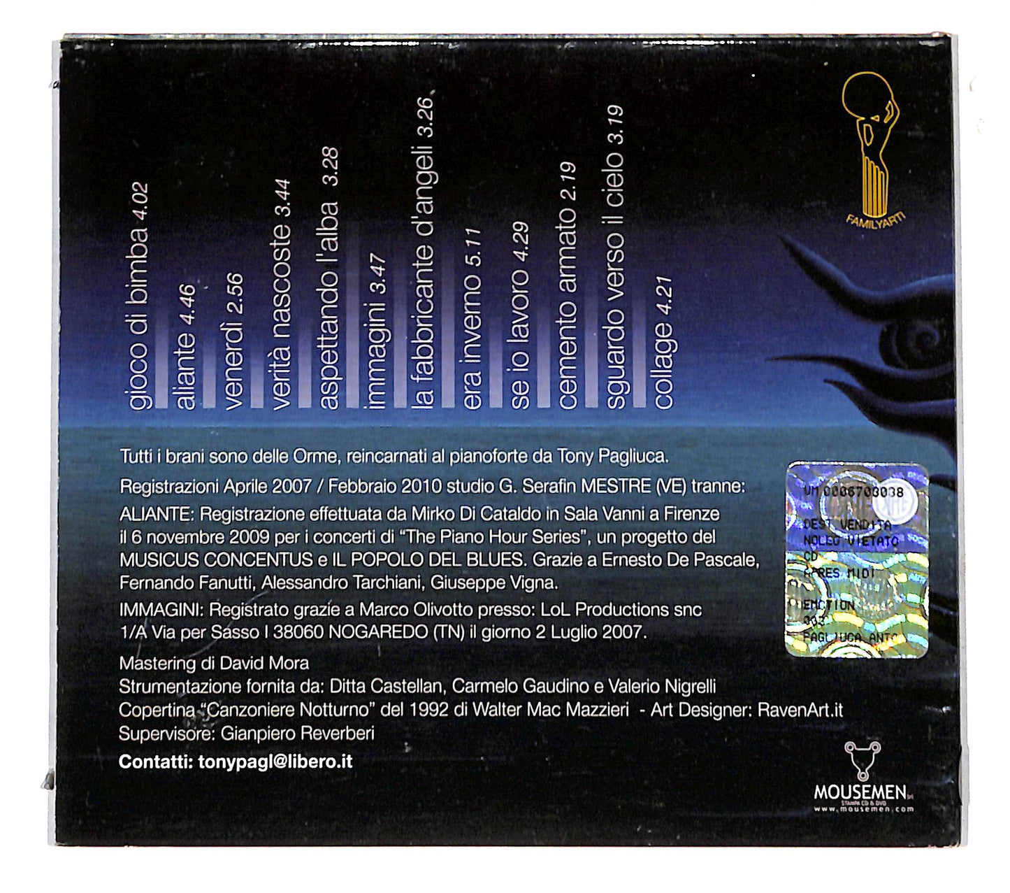 EBOND Tony Pagliuca - Apres Midi (Orme Al Pianoforte) CD CB040755