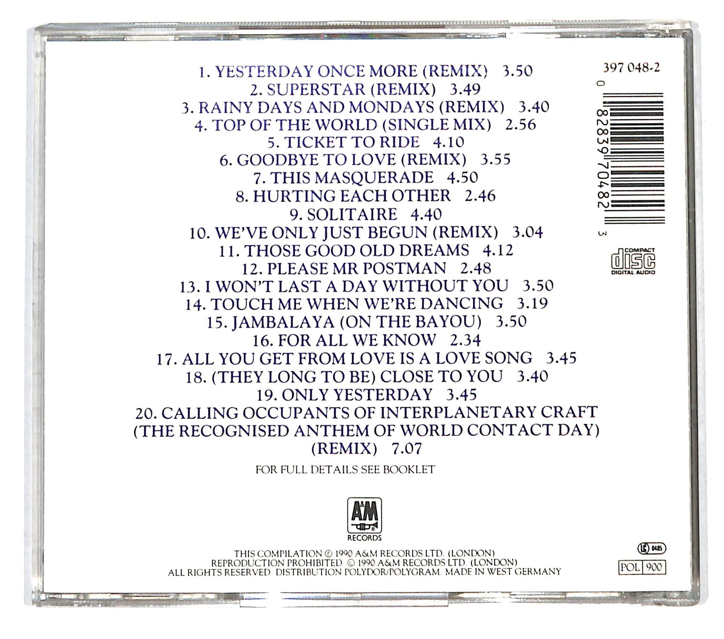 EBOND Carpenters - Their Greatest Hits CD CB040904
