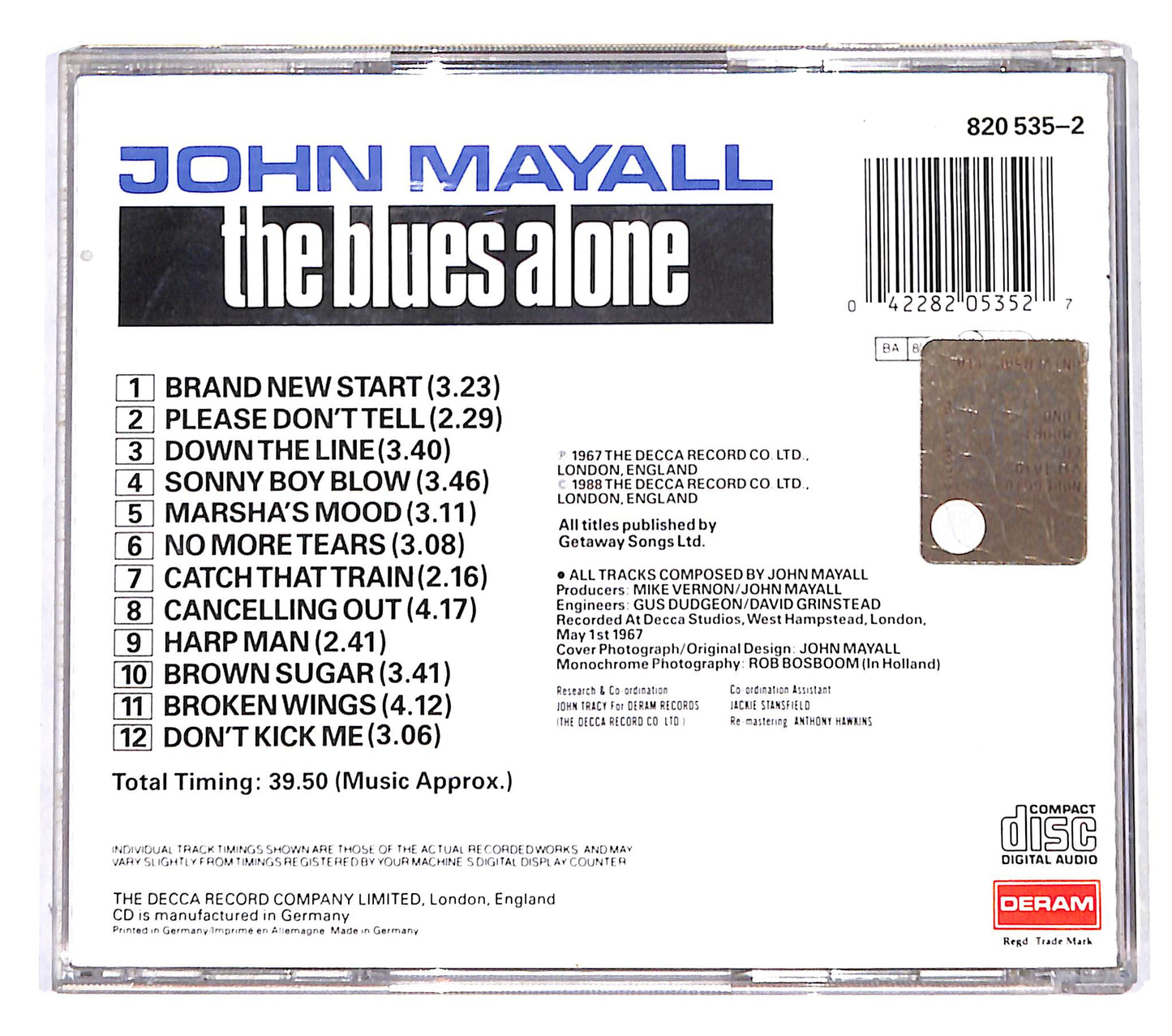 EBOND John Mayall - The Blues Alone CD CB041150