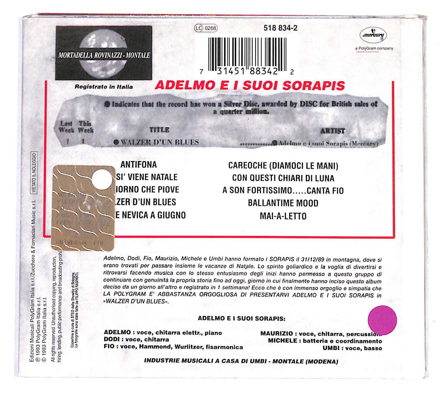 EBOND Adelmo E I Suoi Sorapis - Walzer D'Un Blues DIGIPACK CD CB042249