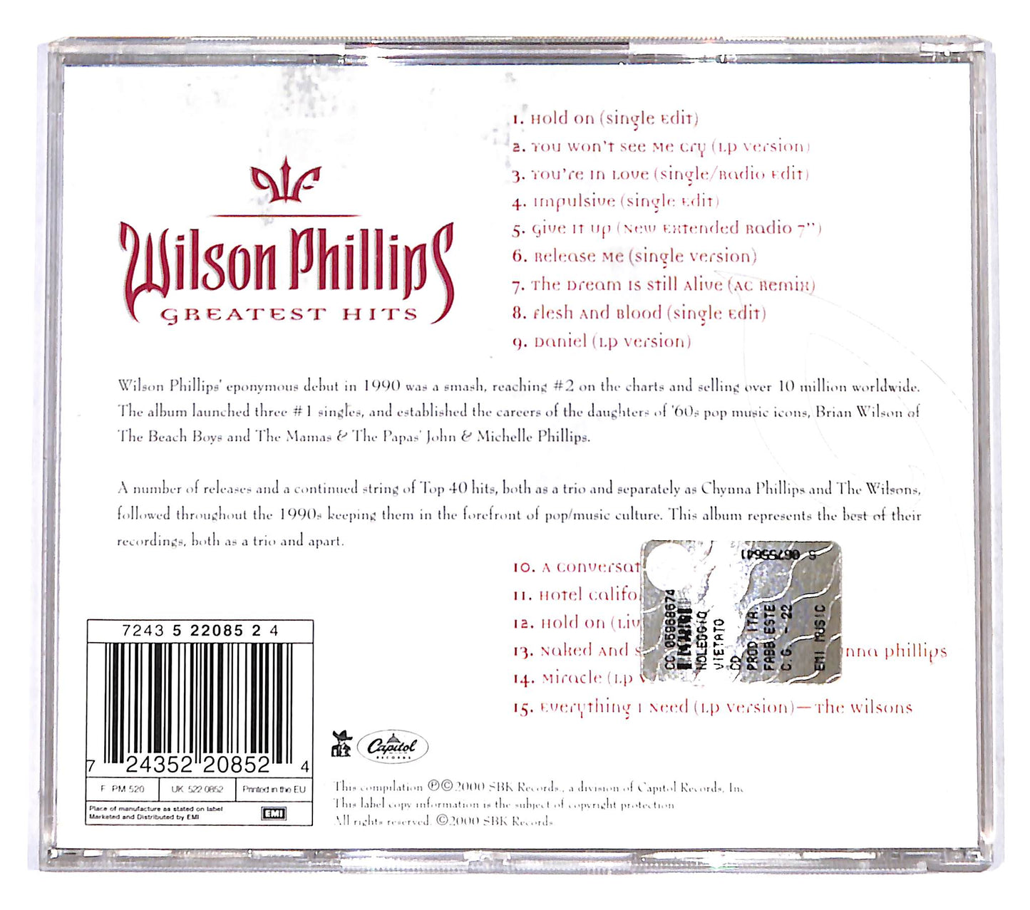 EBOND Wilson Phillips - Greatest Hits CD CB042628