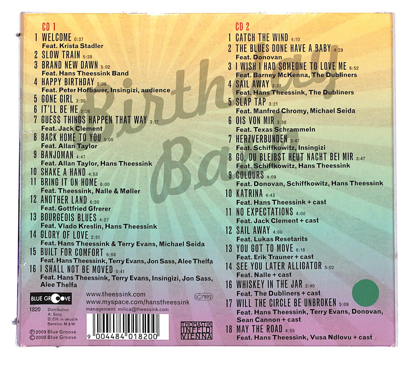 EBOND Hans Theessink - Birthday Bash DIGIPACK CD CB044621