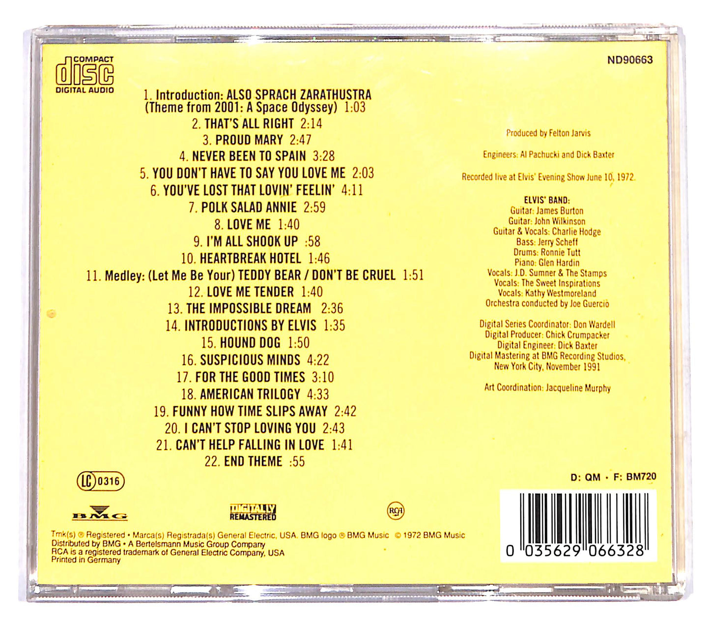 EBOND Elvis - Elvis As Recorded At Madison Square Garden CD CB044629