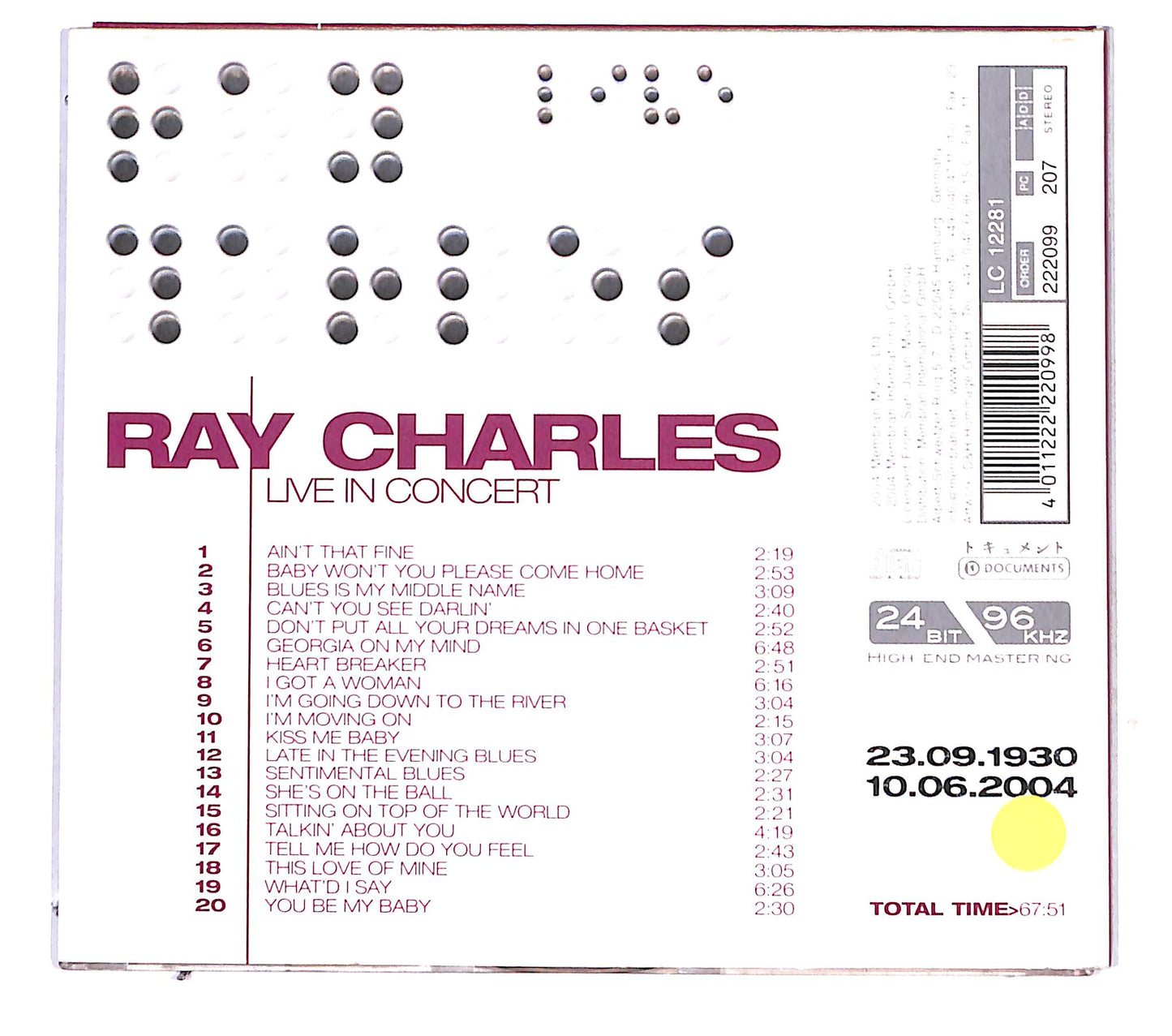 EBOND Ray Charles - Live In Concert DIGIPACK CD CB044632