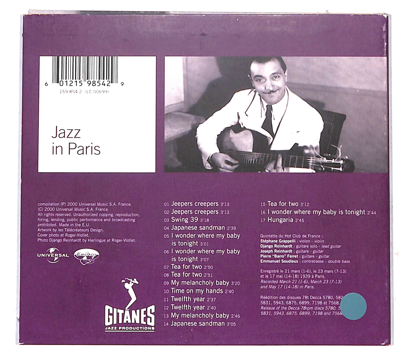 EBOND Django Reinhardt - Swing 39 DIGIPACK CD CB044652