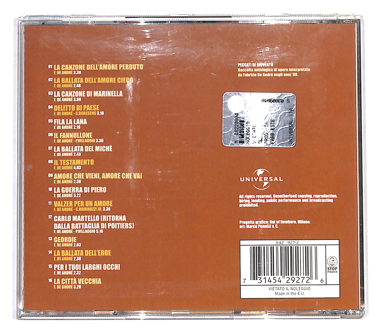 EBOND Fabrizio De Andre - Peccati Di Gioventu CD CB045711