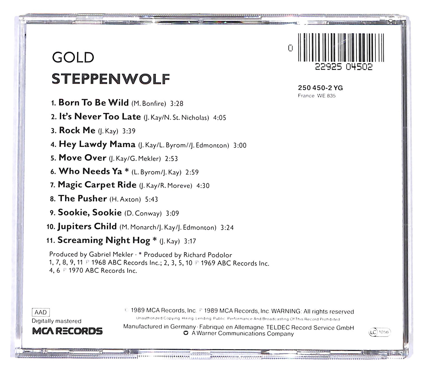 EBOND Steppenwolf - Gold (Their Great Hits) CD CB046430