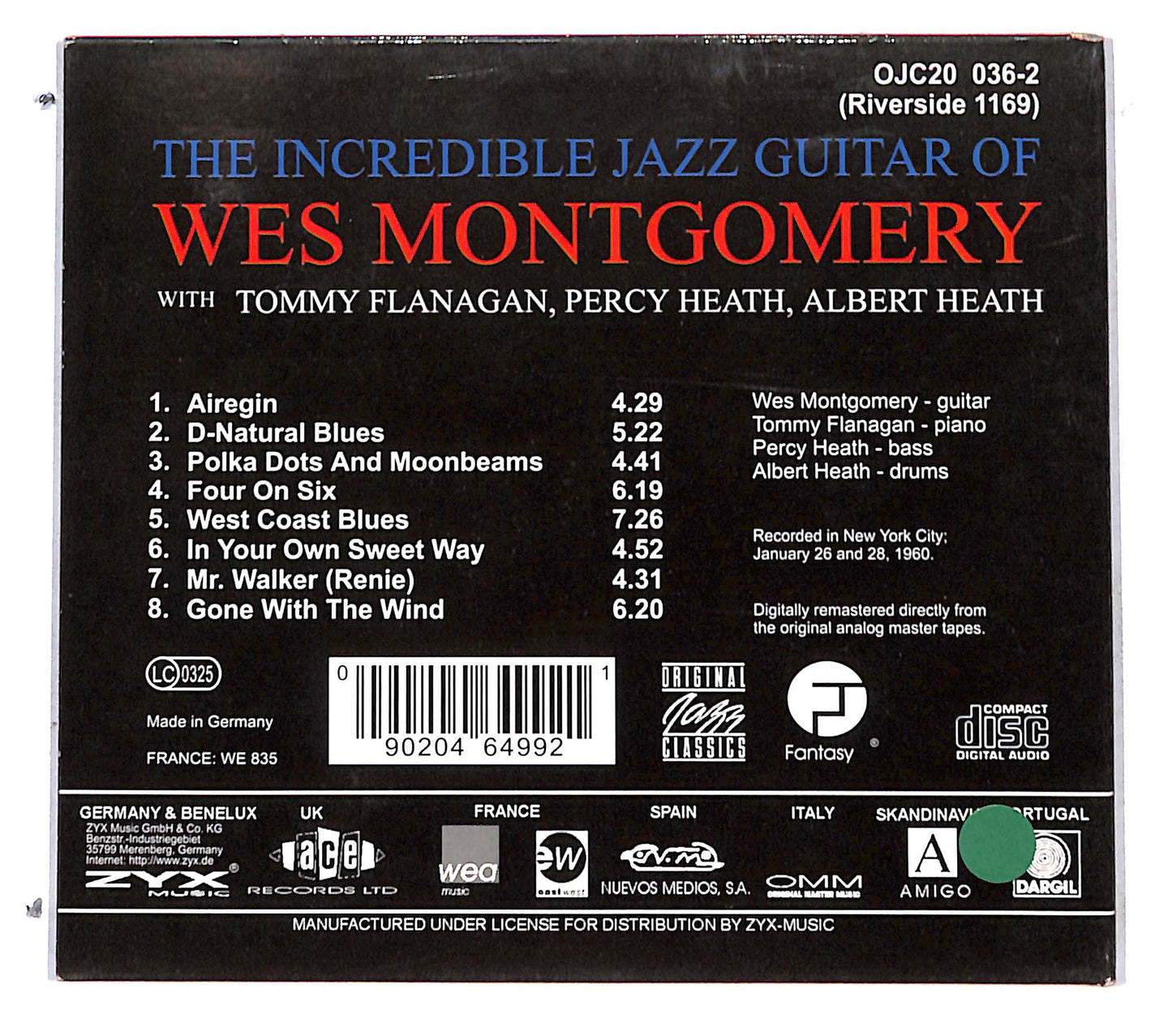 EBOND Wes Montgomery - The Incredible Jazz Guitar Of Wes Montgomery CD CB047956