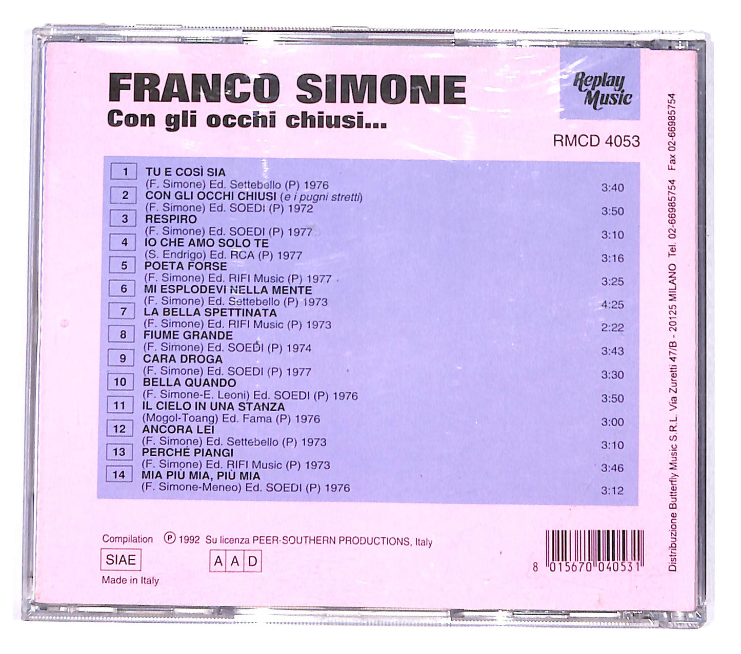 EBOND Franco Simone - Con Gli Occhi Chiusi CD CB050856