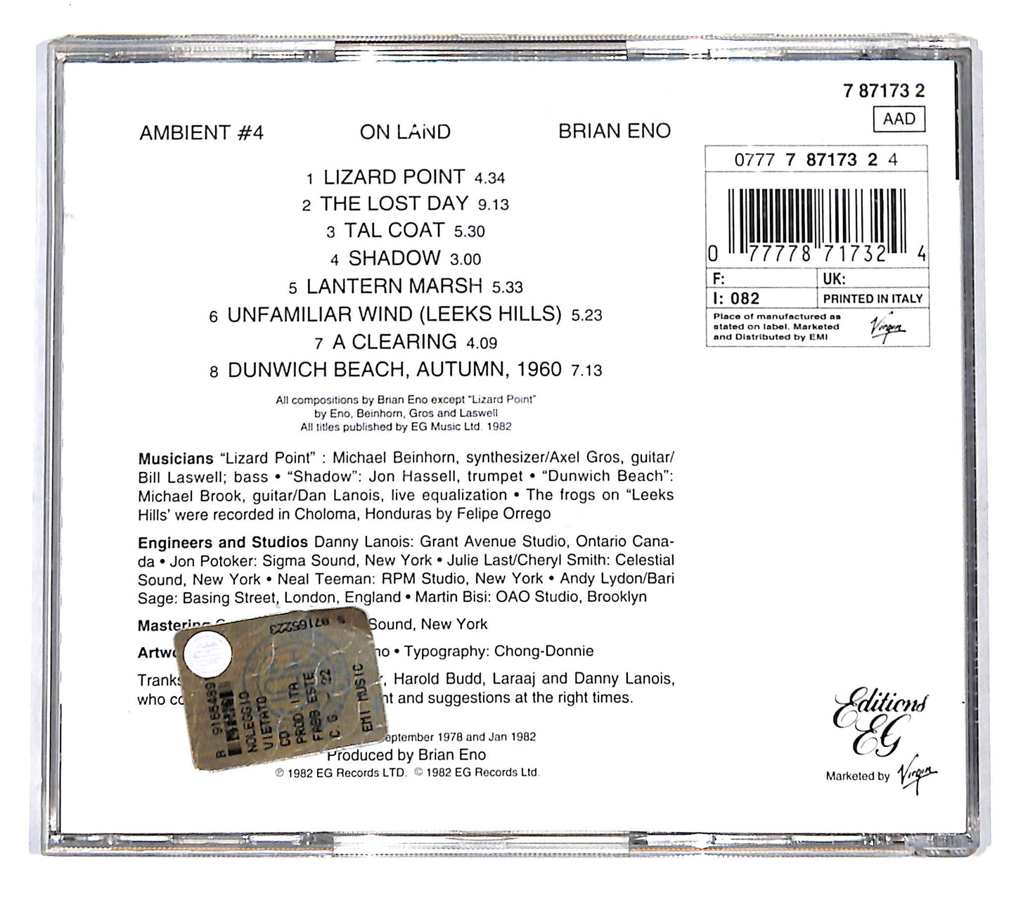 EBOND Brian Eno - Ambient 4 On Land CD CB051633