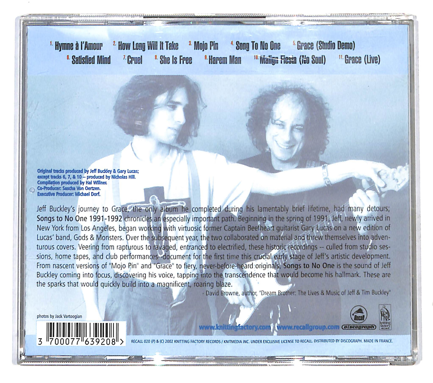 EBOND Jeff Buckley & Gary Lucas - Songs To No One 1991-1992 CD CB051658