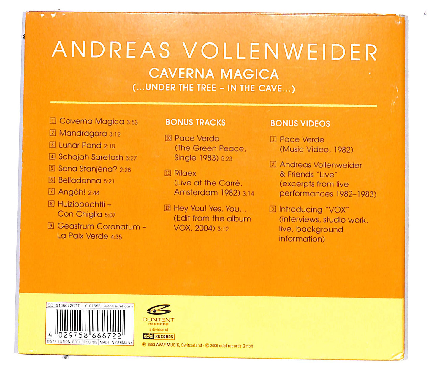EBOND Andreas Vollenweider - Caverna Magica DIGIPACK CD CB053333