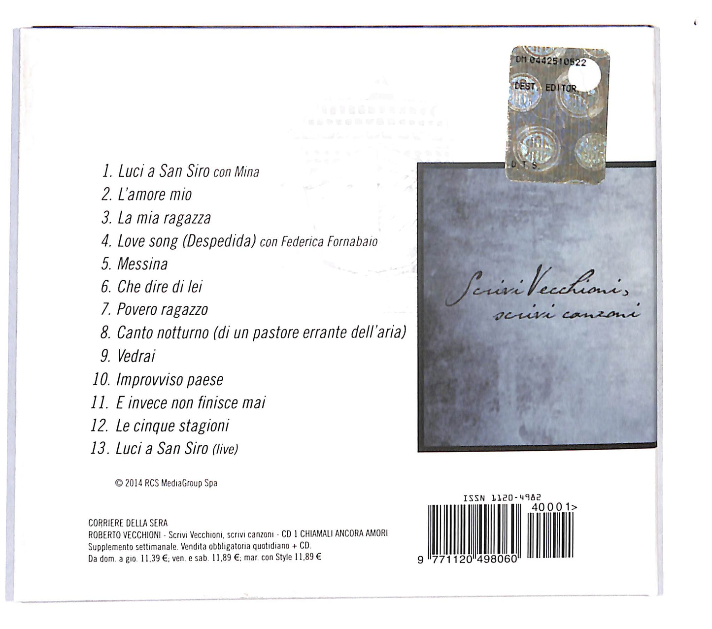 EBOND Roberto Vecchioni - Chiamali Ancora Amori DIGIPACK CD CB053334