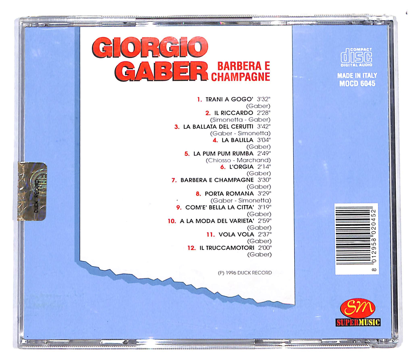 EBOND Giorgio Gaber - Barbera E Champagne CD CB053350