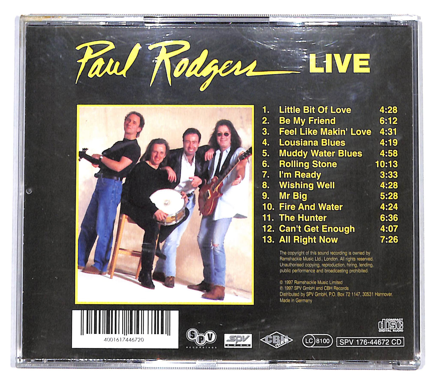 EBOND Paul Rodgers - Live - The Loreley Tapes CD CB054016