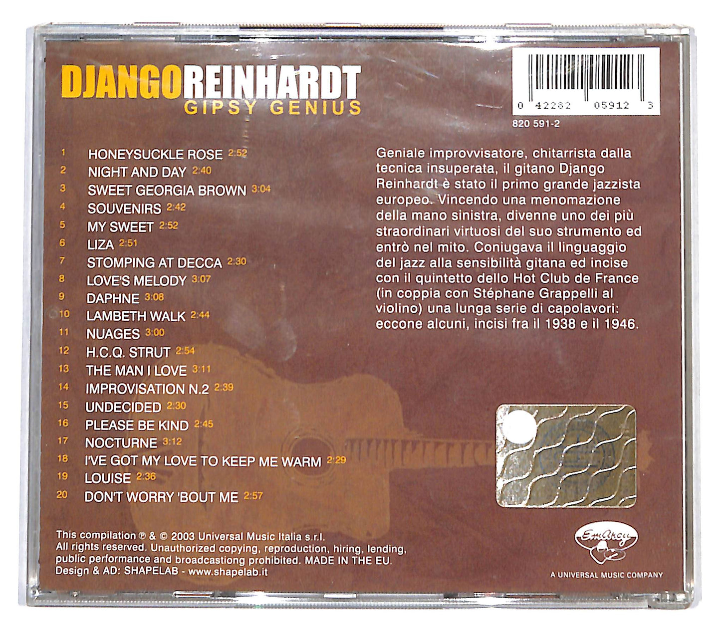 EBOND Django Reinhardt - Gipsy Genius CD CB054043