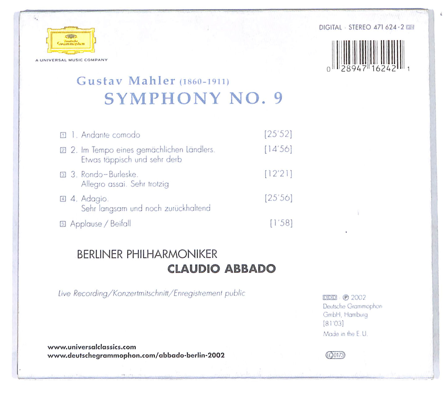 EBOND Gustav Mahler - Symphony No. 9 CD CB054654