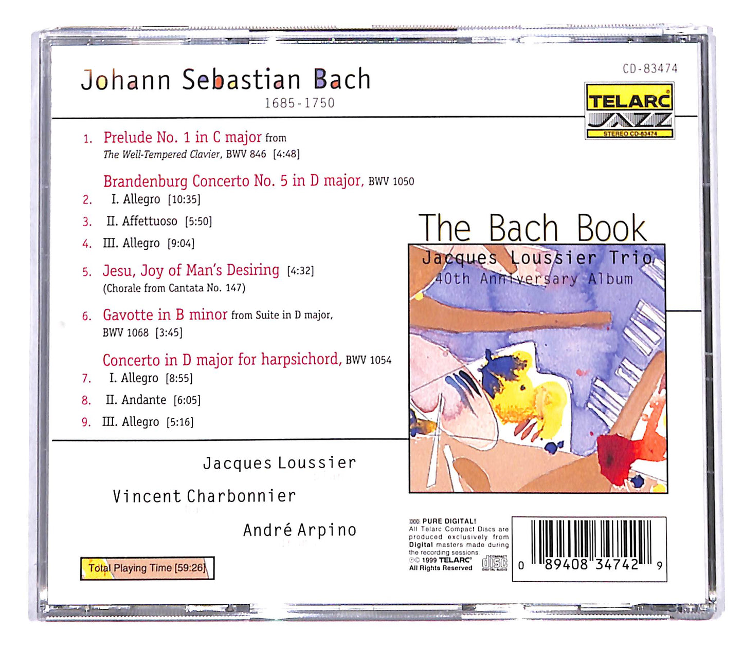 EBOND Jacques Loussier Trio - The Bach Book 40th Anniversary Album CD CB054835