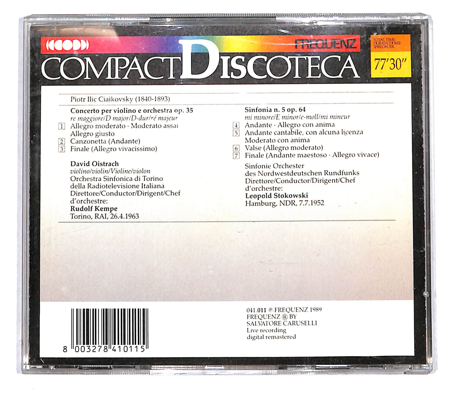 EBOND Ciaikovsky - Concerto Per Violino - Sinfonia N.5 EDITORIALE CD CB054863