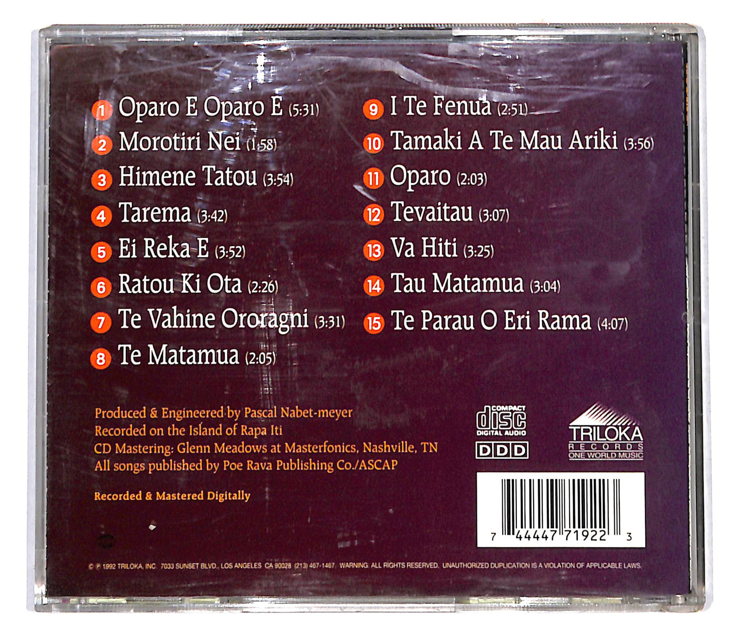 EBOND The Tahitian Choir - Rapa Iti CD CB057931