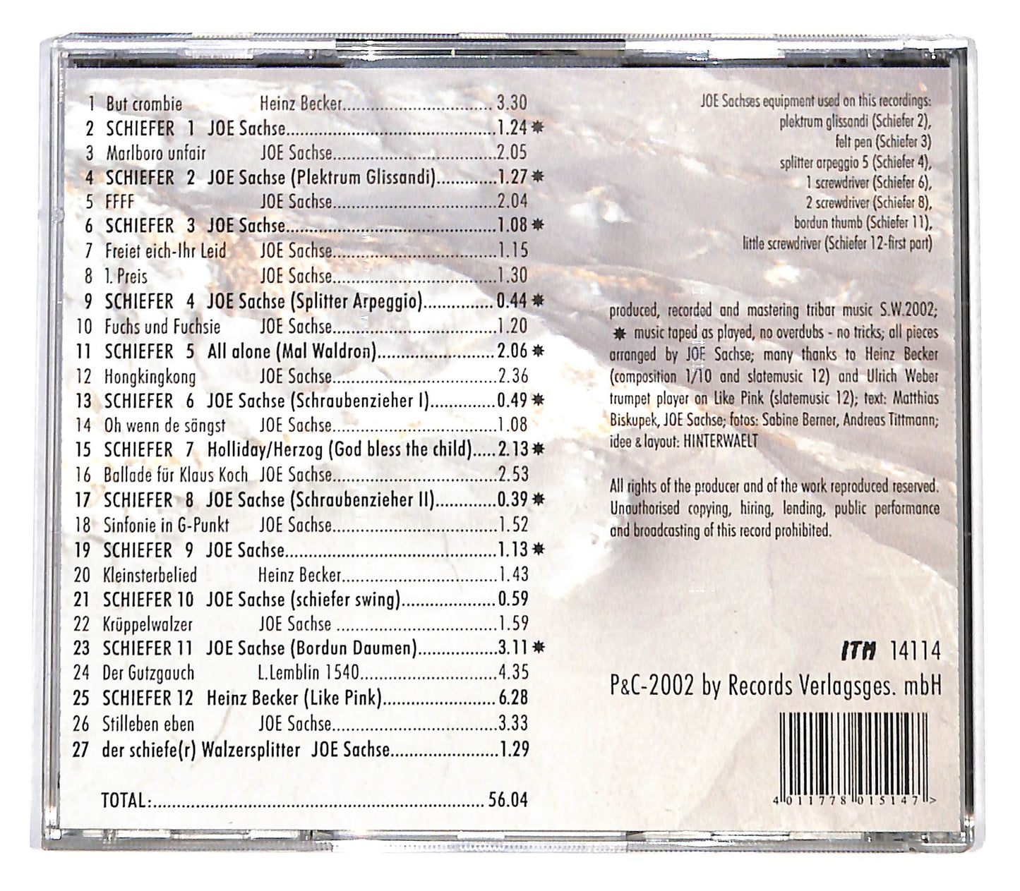 EBOND Joe Sachse Projekt - Slatemusic CD CB058514