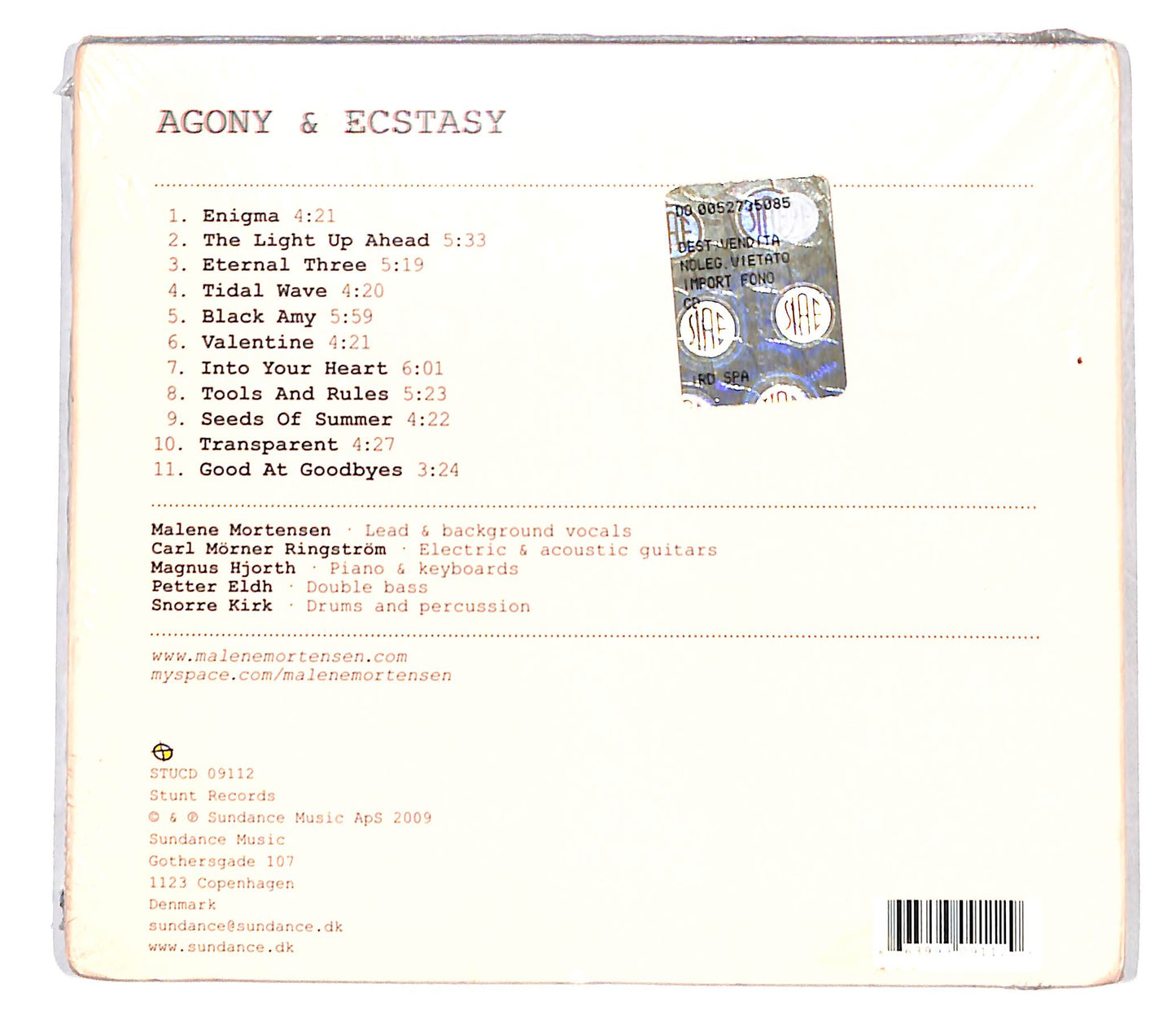 EBOND Malene - Agony & Ecstasy DIGIPACK CD CB058541
