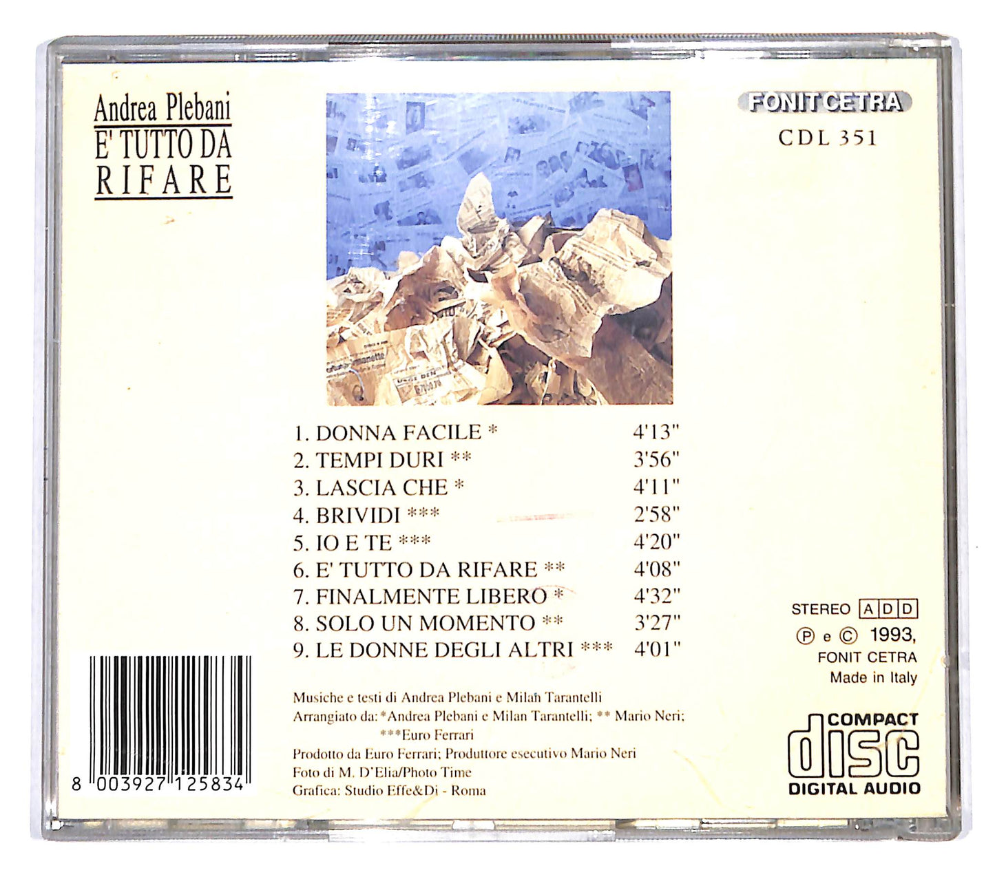 EBOND Andrea Plebani - E' Tutto Da Rifare CD CB059421