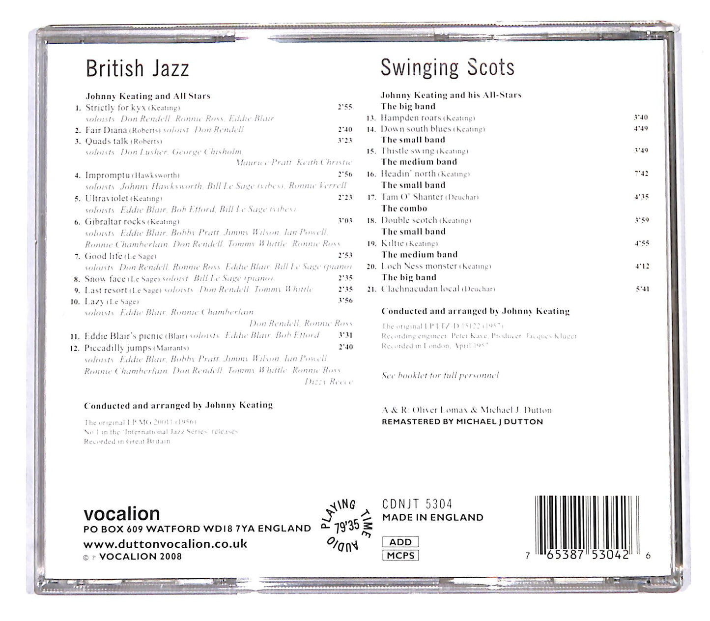 EBOND Johnny Keating & His All Stars - British Jazz & Swinging Scots CD CB060161