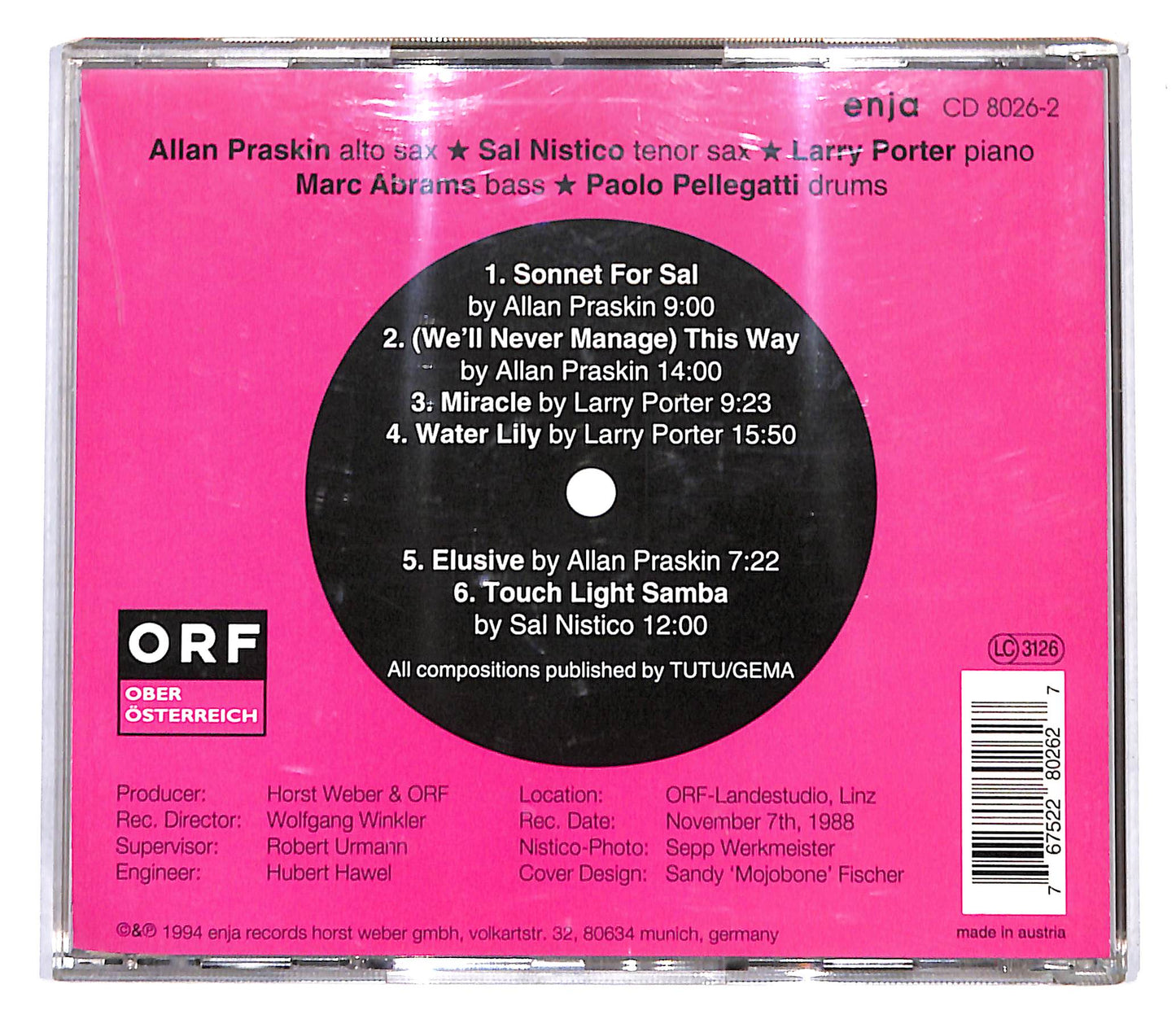 EBOND Porter Praskin Quartet With Sal Nistico - Sonnet For Sal CD CB060162