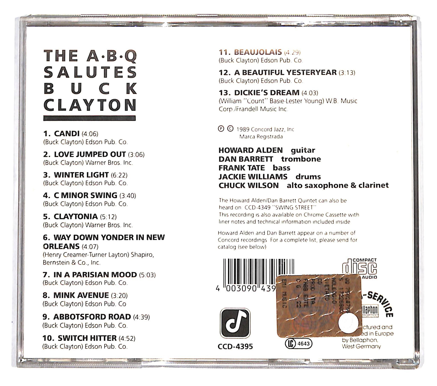 EBOND The Alden Barrett Quintet - The A·B·Q Salutes Buck Clayton CD CB060203