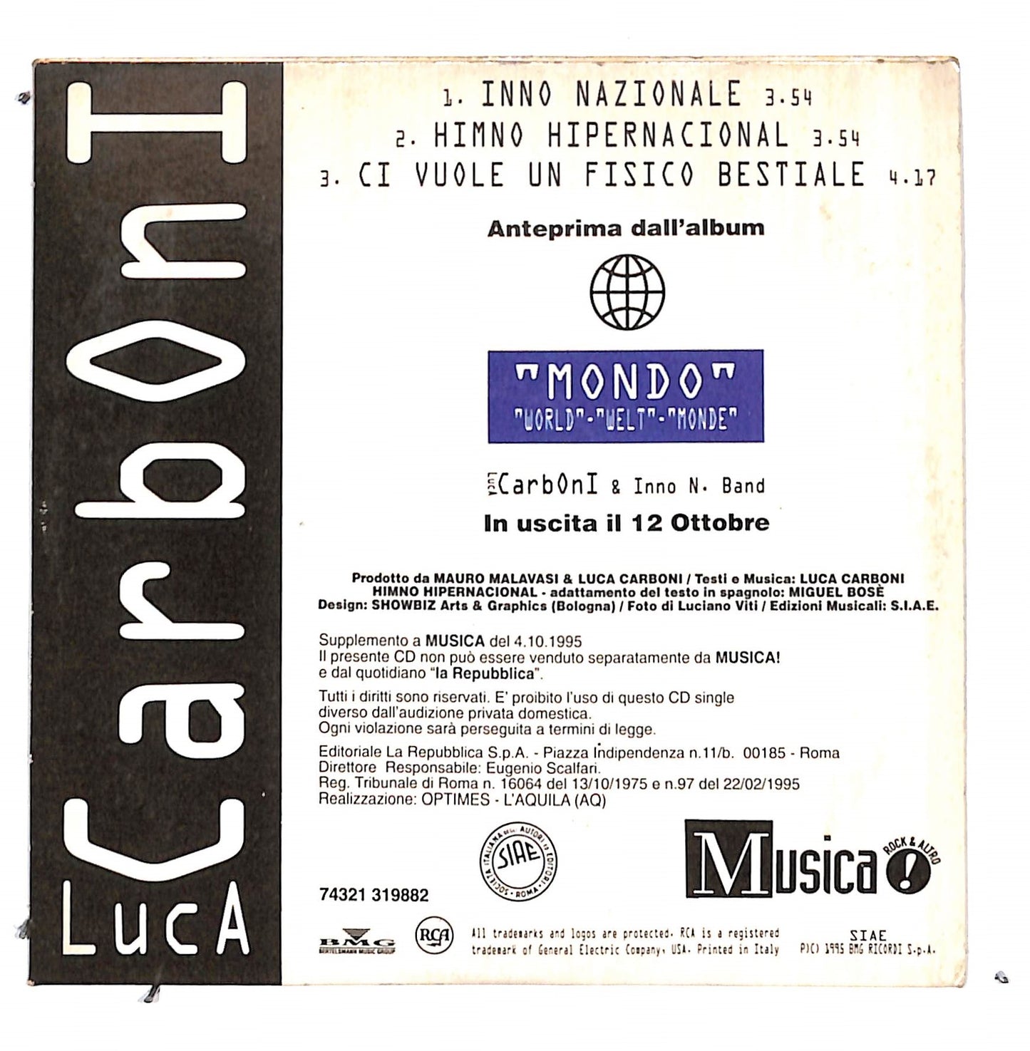 EBOND Luca Carboni - Inno Nazionale CD CB060212