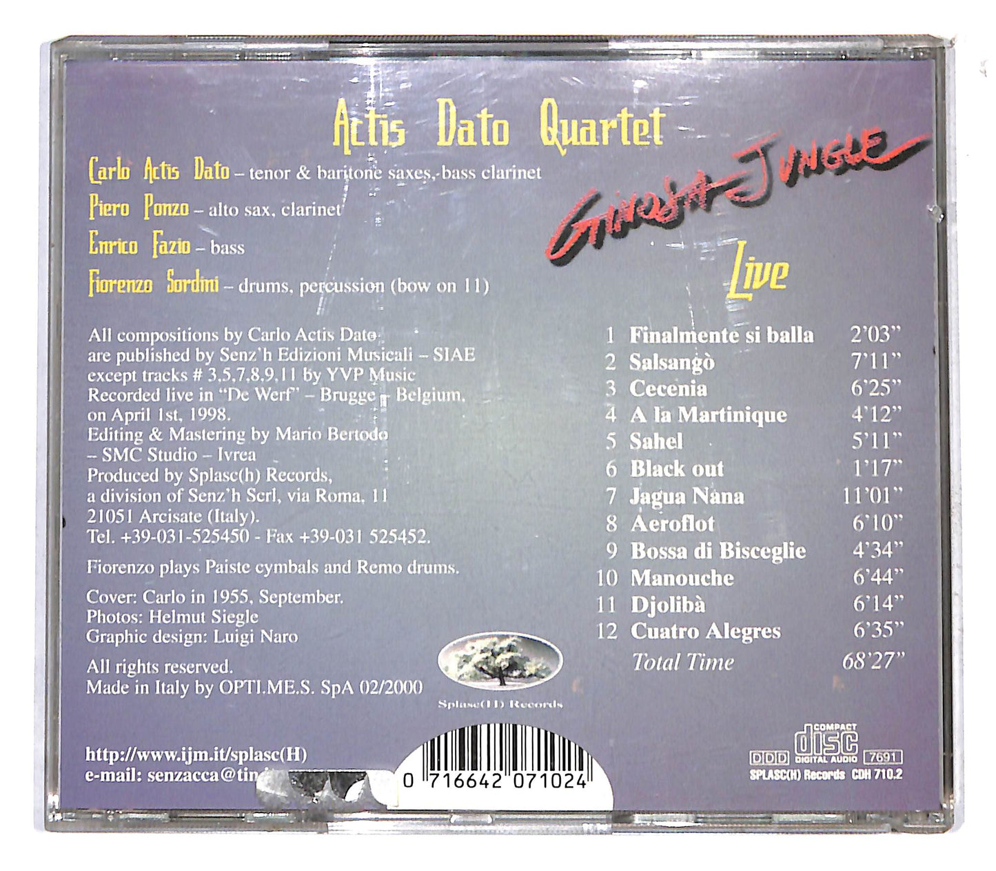 EBOND Actis Dato Quartet - Ginosa Jungle - Live CD CB060465