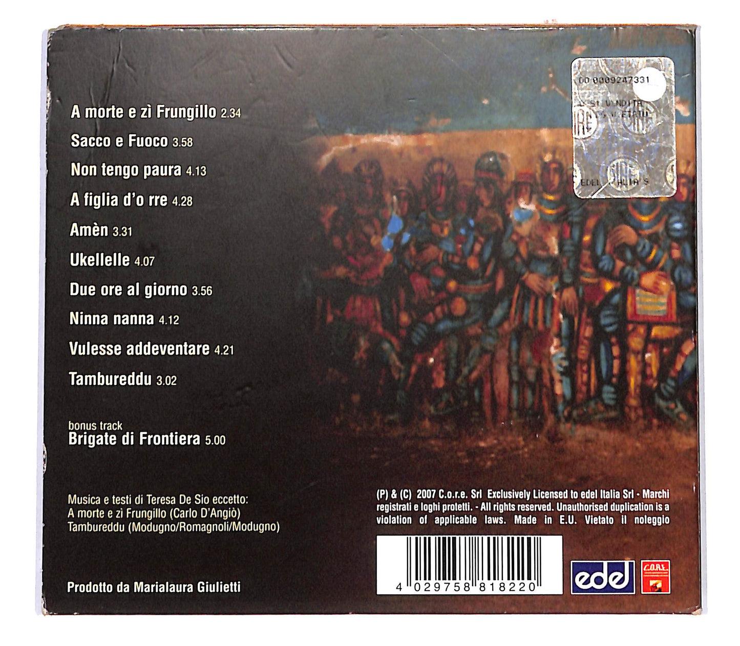 EBOND Teresa De Sio - Sacco E Fuoco CD CB060948