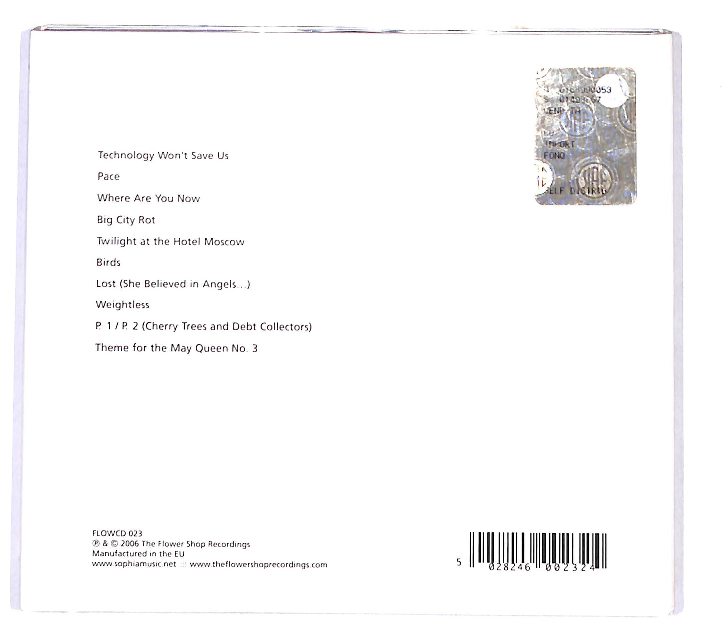 EBOND Sophia - Technology Won't Save Us DIGIPACK CD CB060961