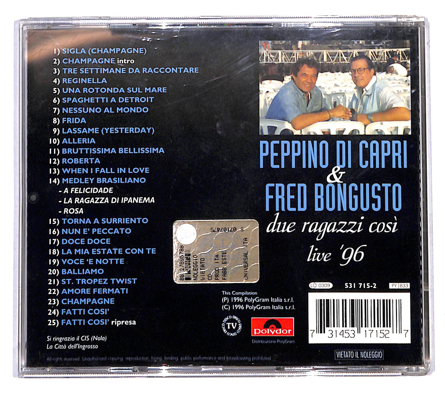 EBOND Peppino Di Capri & Fred Bongusto - Due Ragazzi Cosi Live '96 CD CB061105