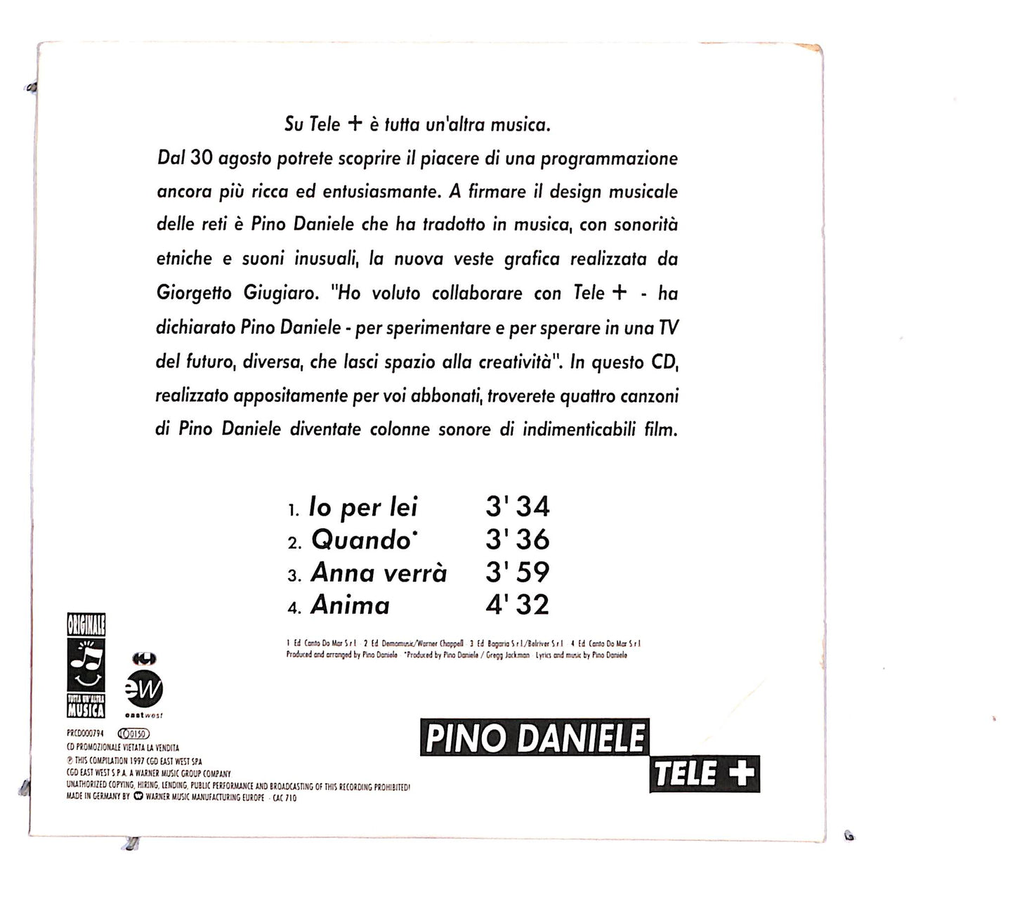 EBOND Pino Daniele - Tele + CD CB061122