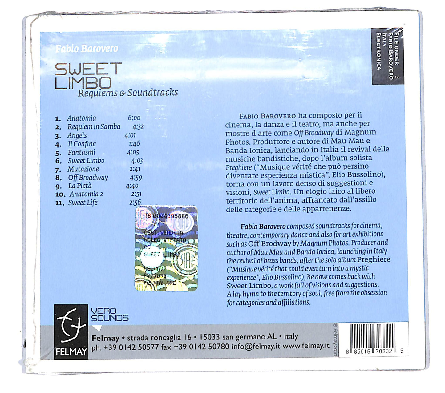 EBOND Fabio Barovero - Sweet limbo (Requiems & Soundtracks) CD CB061821
