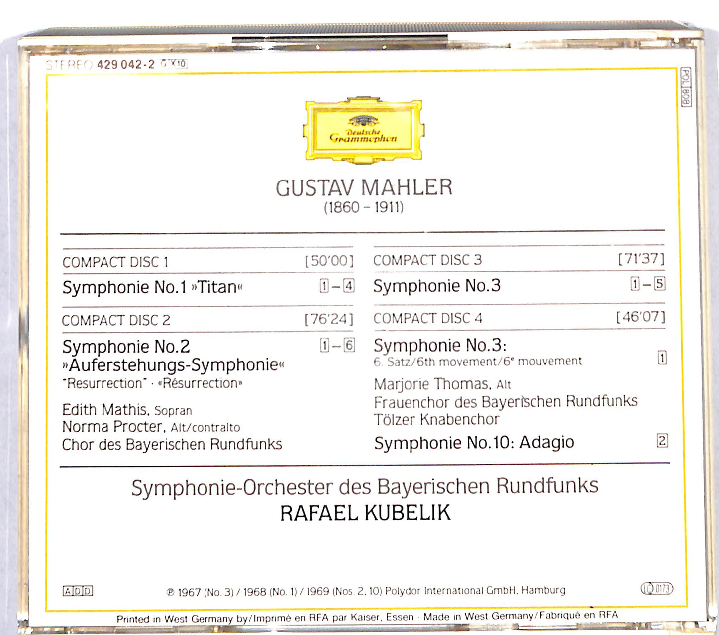 EBOND Mahler - Kubelik - Symphonien Nos 1 2 3 & 10 EDITORIALE CD CB062062
