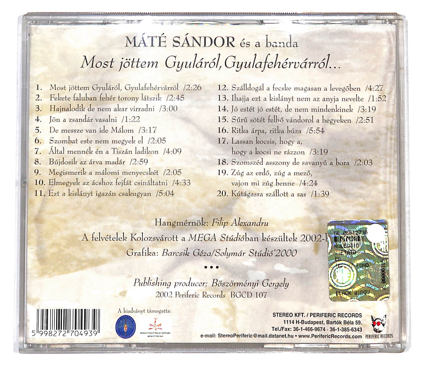 EBOND Mate Sandor Es A Banda - Most Jottem Gyularol CD CB062312